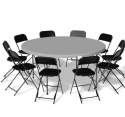 Round Table and 8 Chair Pack (black)