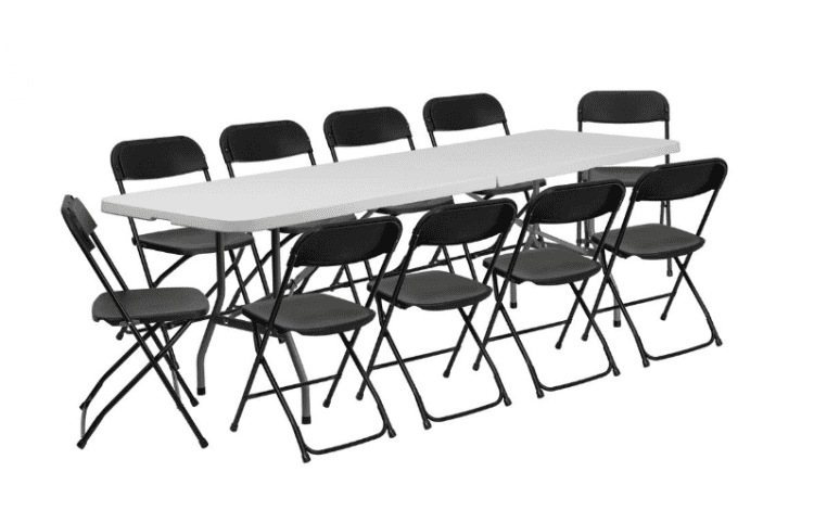 8 foot table and 10 chair pack (black)