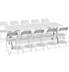 8 foot table and 10 chair pack (white)