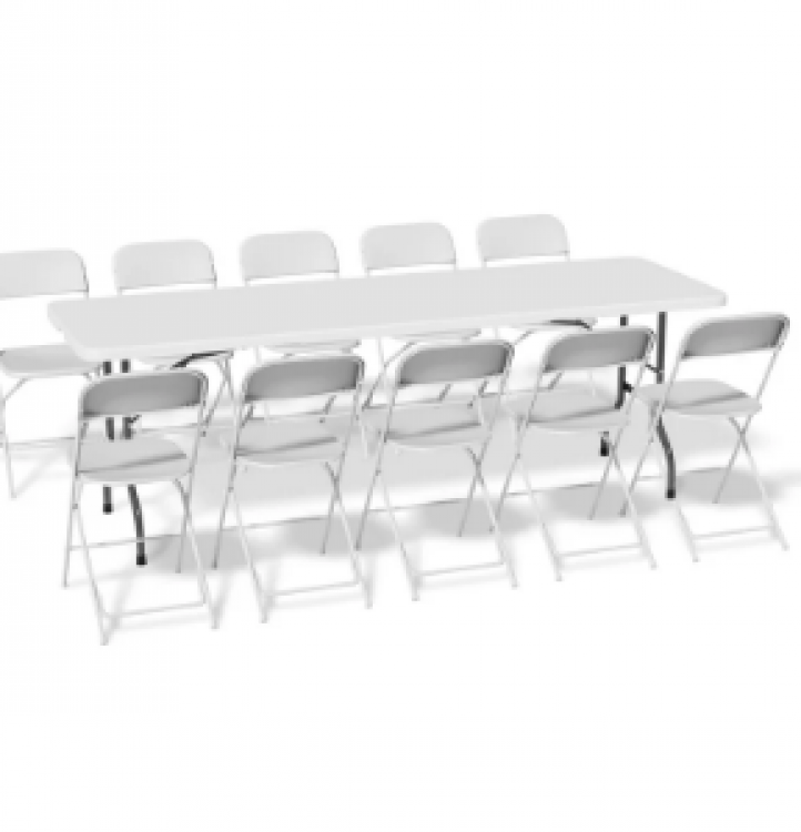 8 foot table and 10 chair pack (white)